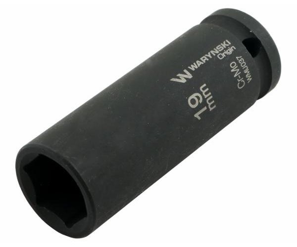 Nasadka udarowa sześciokątna długa 1/2". 19 mm. CrMo. DIN 3129. Waryński