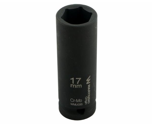 Nasadka udarowa sześciokątna długa 1/2". 17 mm. CrMo. DIN 3129. Waryński