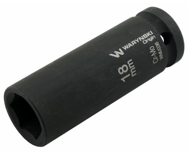 Nasadka udarowa sześciokątna długa 1/2". 18 mm. CrMo. DIN 3129. Waryński