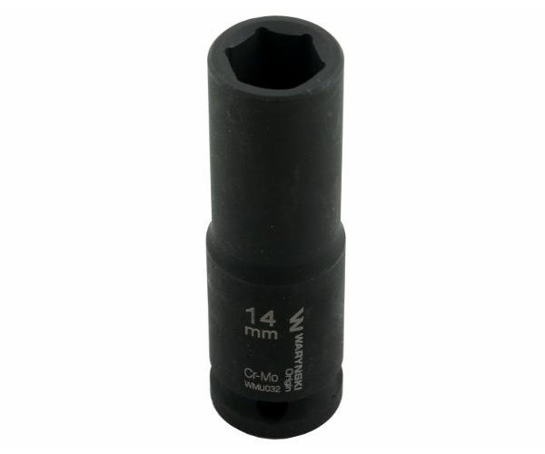 Nasadka udarowa sześciokątna długa 1/2". 14 mm. CrMo. DIN 3129. Waryński