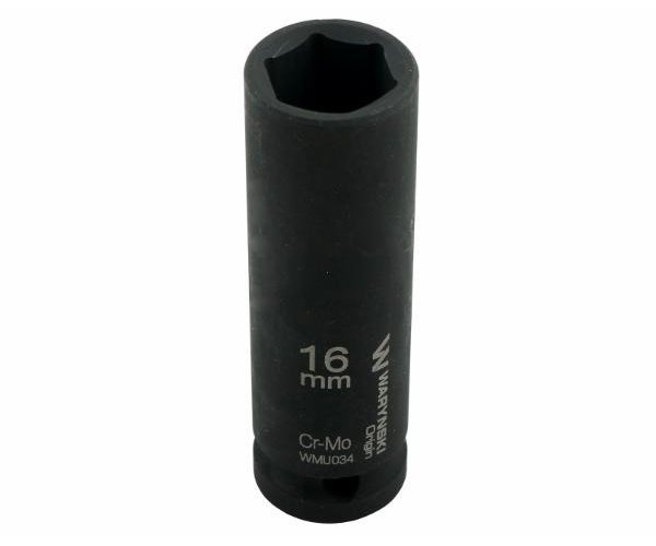 Nasadka udarowa sześciokątna długa 1/2". 16 mm. CrMo. DIN 3129. Waryński