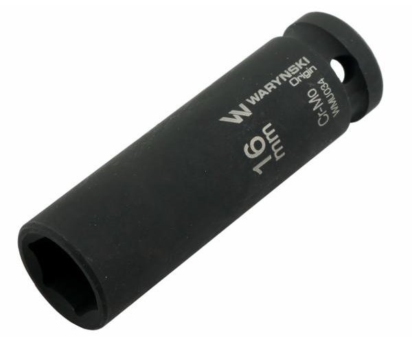 Nasadka udarowa sześciokątna długa 1/2". 16 mm. CrMo. DIN 3129. Waryński