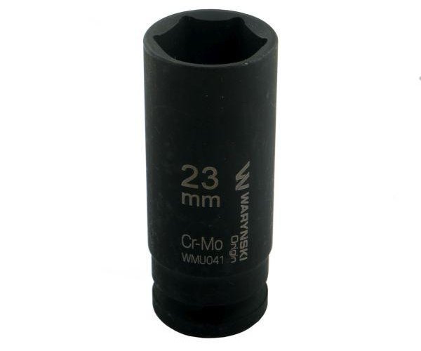 Nasadka udarowa sześciokątna długa 1/2". 23 mm. CrMo. DIN 3129. Waryński