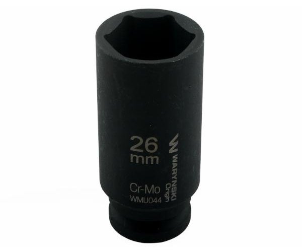 Nasadka udarowa sześciokątna długa 1/2". 26 mm. CrMo. DIN 3129. Waryński