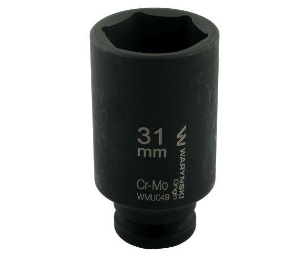 Nasadka udarowa sześciokątna długa 1/2". 31 mm. CrMo. DIN 3129. Waryński