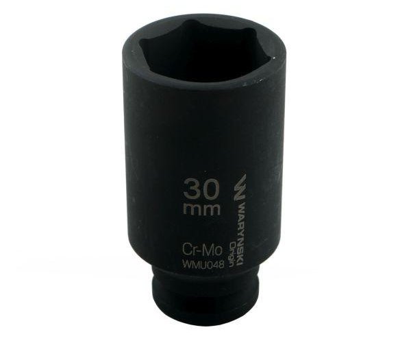 Nasadka udarowa sześciokątna długa 1/2". 30 mm. CrMo. DIN 3129. Waryński