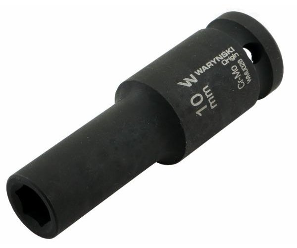 Nasadka udarowa sześciokątna długa 1/2". 10 mm. CrMo. DIN 3129. Waryński