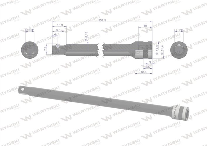 Przedłużka 1/4". 125 mm, Waryński