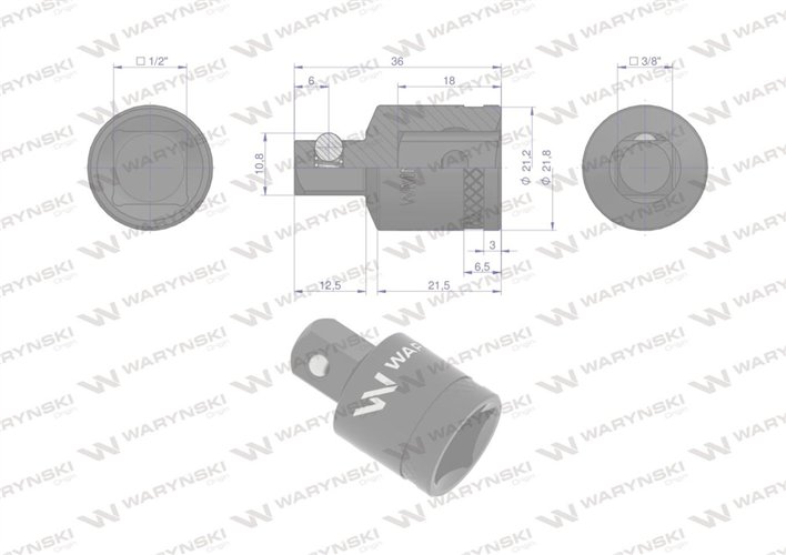Redukcja 1/2" -3/8". 25mm, Waryński