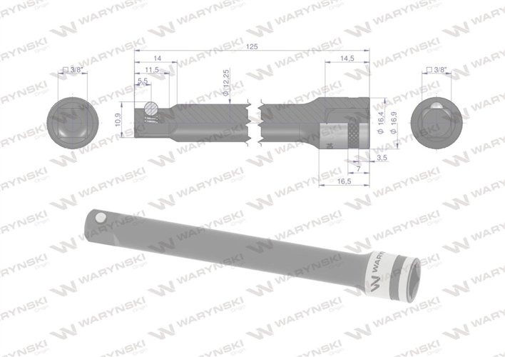Przedłużka 3/8". 125mm, Waryński
