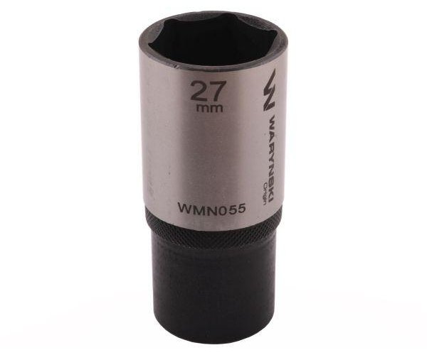 Nasadka sześciokątna 1/2". 27 mm. długa. CrV50BV30. DIN 3124. Waryński