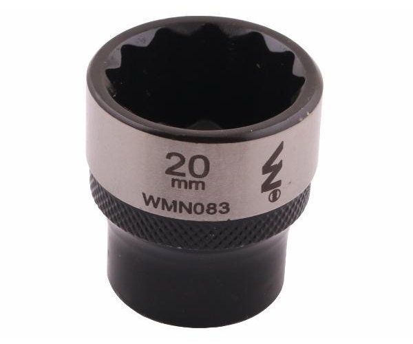 Nasadka dwunastokątna 3/8". 20 mm. CrV50BV30. DIN 3124. Waryński