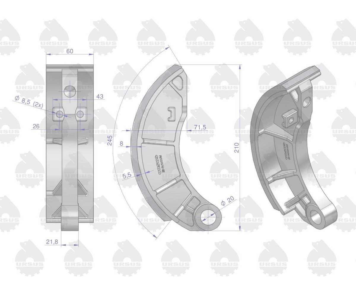 Szczęka hamulcowa kpl (2x przeciwbieżna. 2x współbieżna) ZETOR 7211. 7711 ORYGINAŁ URSUS