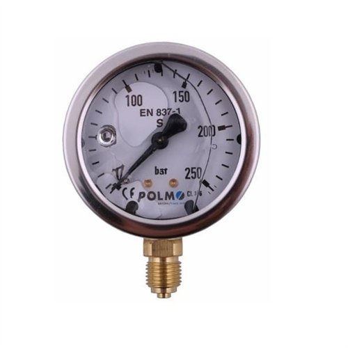 Manometr glicerynowy M63 0-250 bar dolne przyłącze G1/4" POLMO