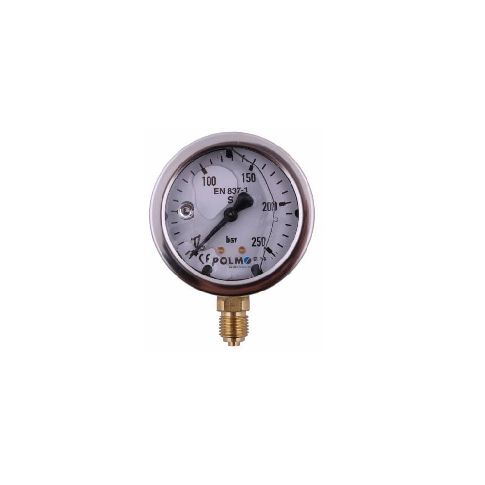 Manometr glicerynowy M63 0-250 bar dolne przyłącze G1/4" POLMO