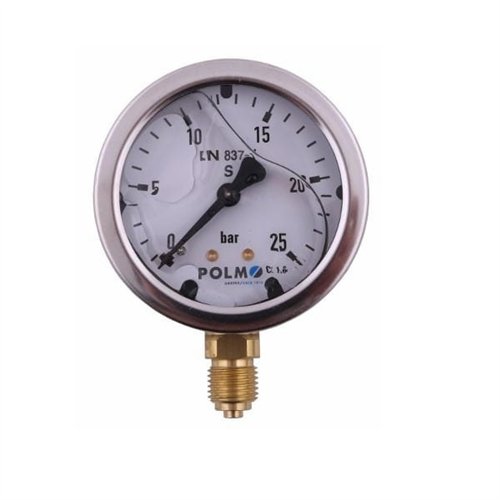 Manometr glicerynowy M63 0-25 bar dolne przyłącze G1/4" POLMO