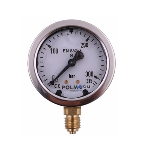 Manometr glicerynowy M63 0-315 bar dolne przyłącze G1/4" POLMO