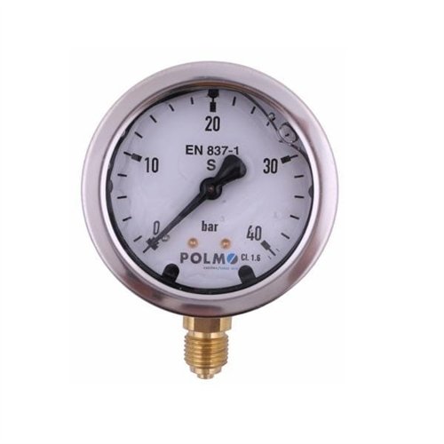Manometr glicerynowy M63 0-40 bar dolne przyłącze G1/4" POLMO