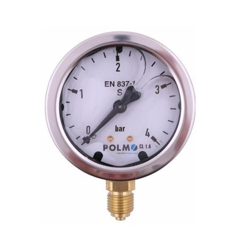 Manometr glicerynowy M63 0-4 bar dolne przyłącze G1/4" POLMO