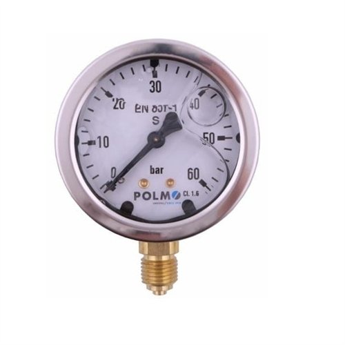 Manometr glicerynowy M63 0-60 bar dolne przyłącze G1/4" POLMO