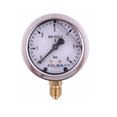 Manometr glicerynowy M63 0-6 bar dolne przyłącze G1/4" POLMO