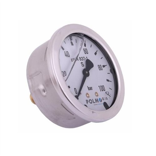 Manometr glicerynowy M63 0-100 bar tylne przyłącze G1/4" POLMO