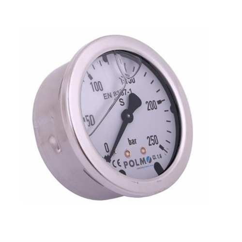 Manometr glicerynowy M63 0-250 bar tylne przyłącze G1/4" POLMO