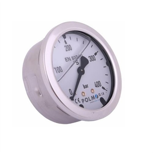 Manometr glicerynowy M63 0-400 bar tylne przyłącze G1/4" POLMO