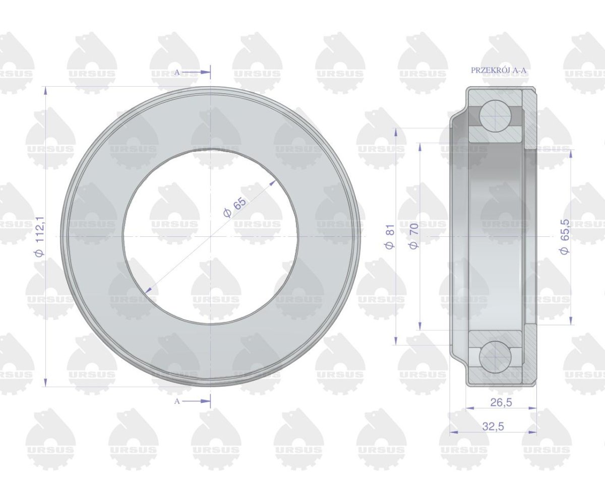 Łożysko wyciskowe (oporowe) średnie Premium, Kraśnik C-385 ORYGINAŁ URSUS