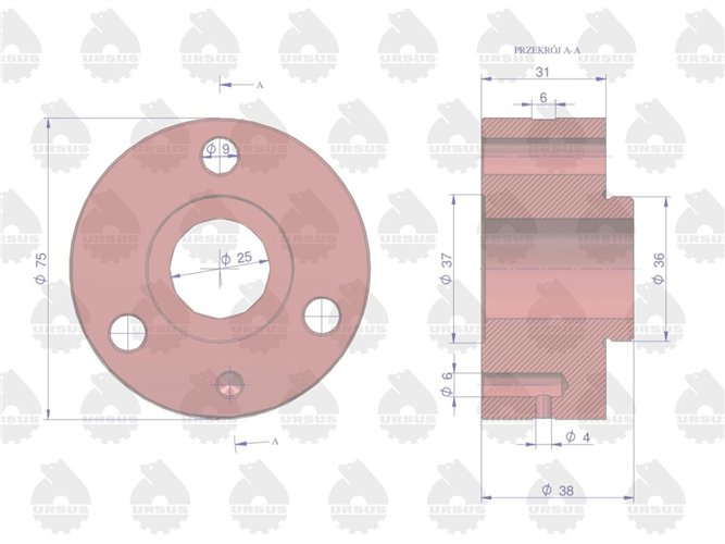 Oś koła pośredniego rozrządu 80004006 C-385 ORYGINAŁ URSUS