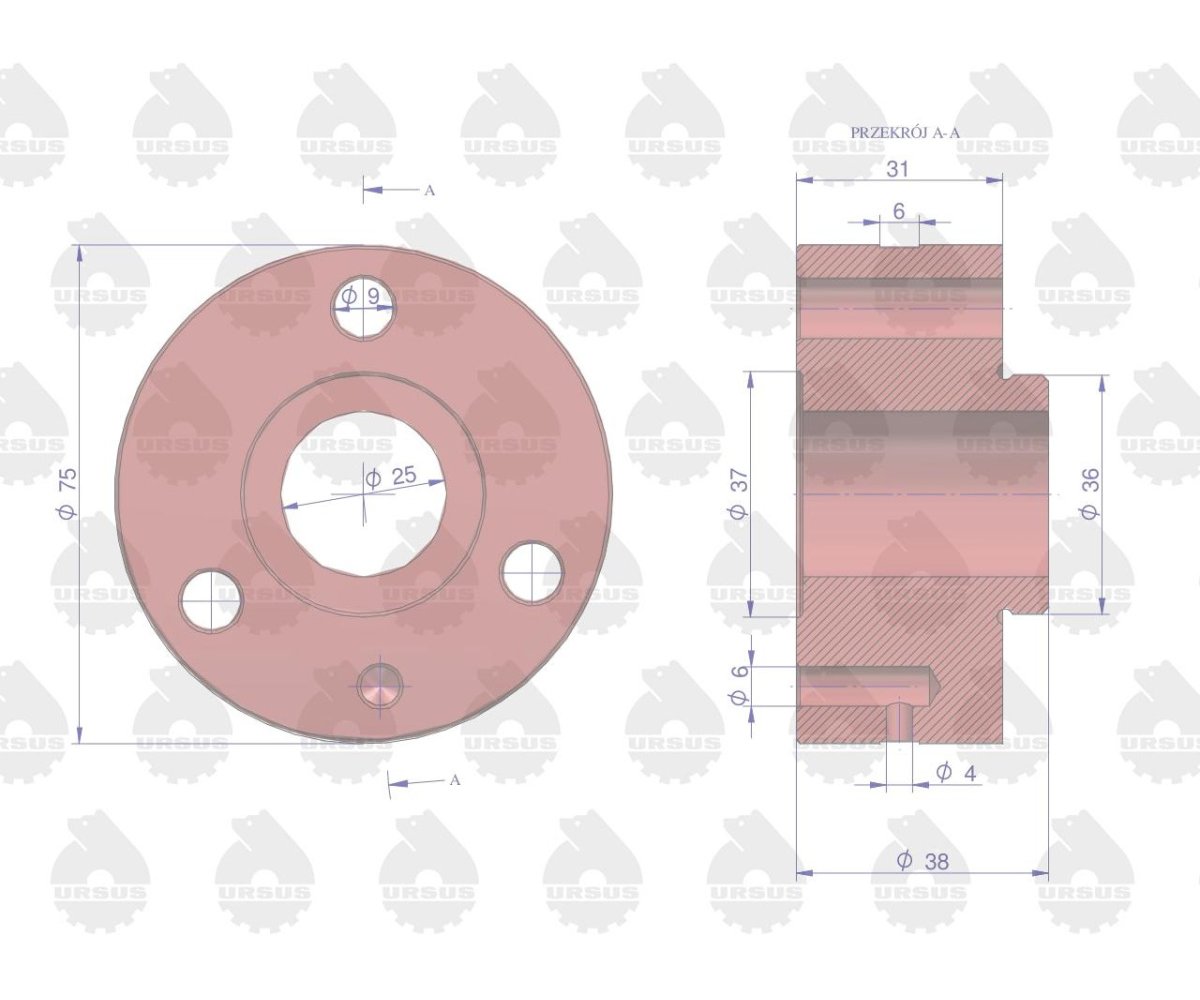 Oś koła pośredniego rozrządu 80004006 C-385 ORYGINAŁ URSUS