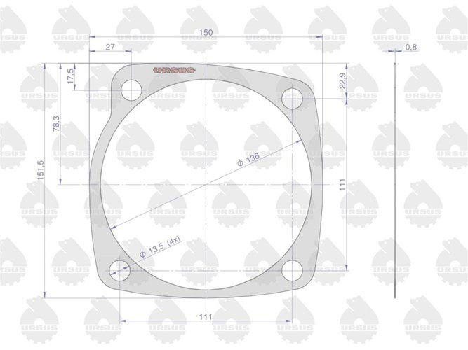 Komplet ( zestaw ) uszczelek tylnego mostu C-385 ORYGINAŁ URSUS