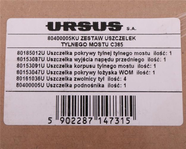 Komplet ( zestaw ) uszczelek tylnego mostu C-385 ORYGINAŁ URSUS