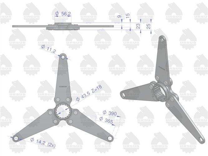 Piasta napędu wom sprzęgła 18 frezów 2 duże otwory C-385 ORYGINAŁ URSUS