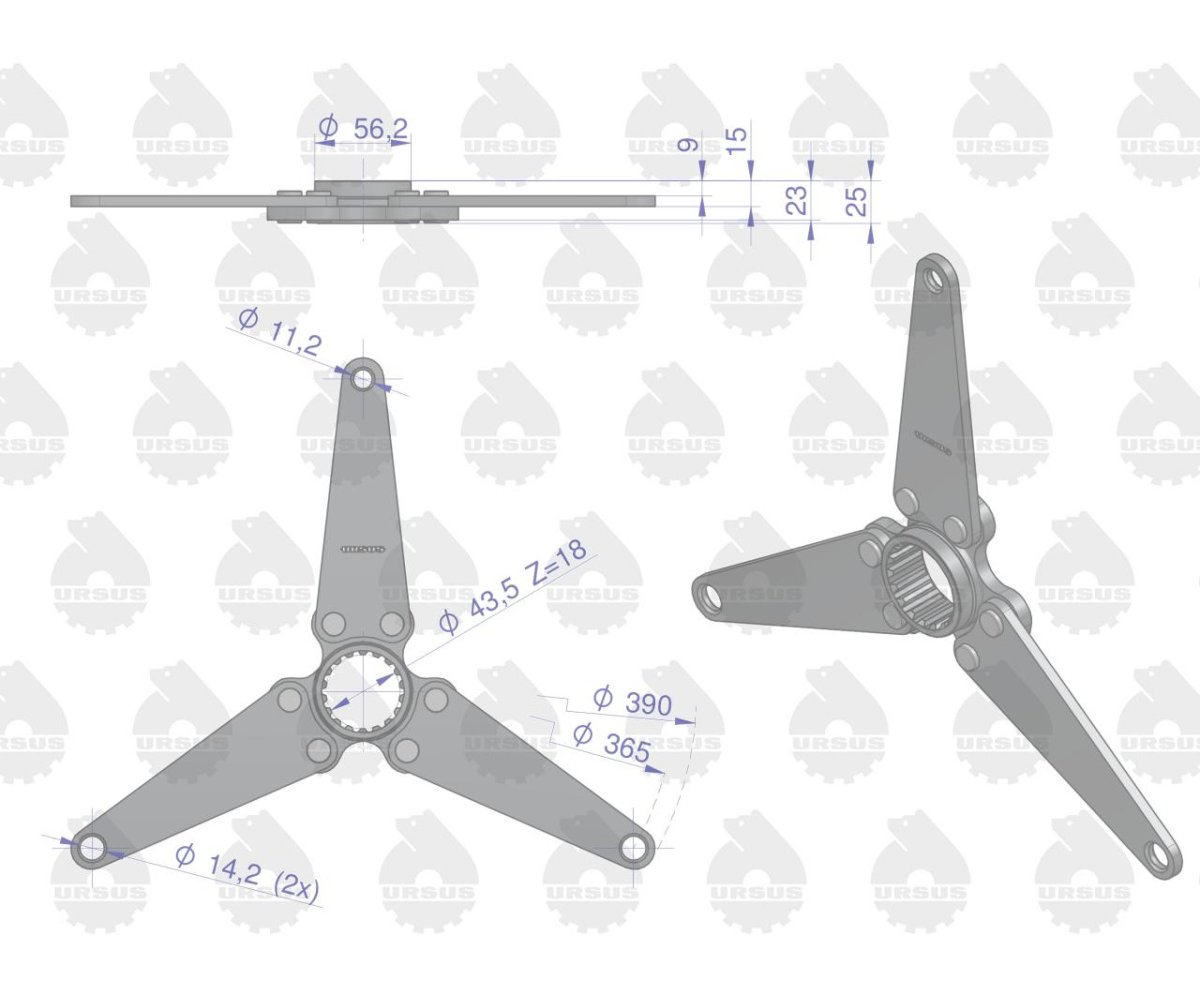 Piasta napędu wom sprzęgła 18 frezów 2 duże otwory C-385 ORYGINAŁ URSUS