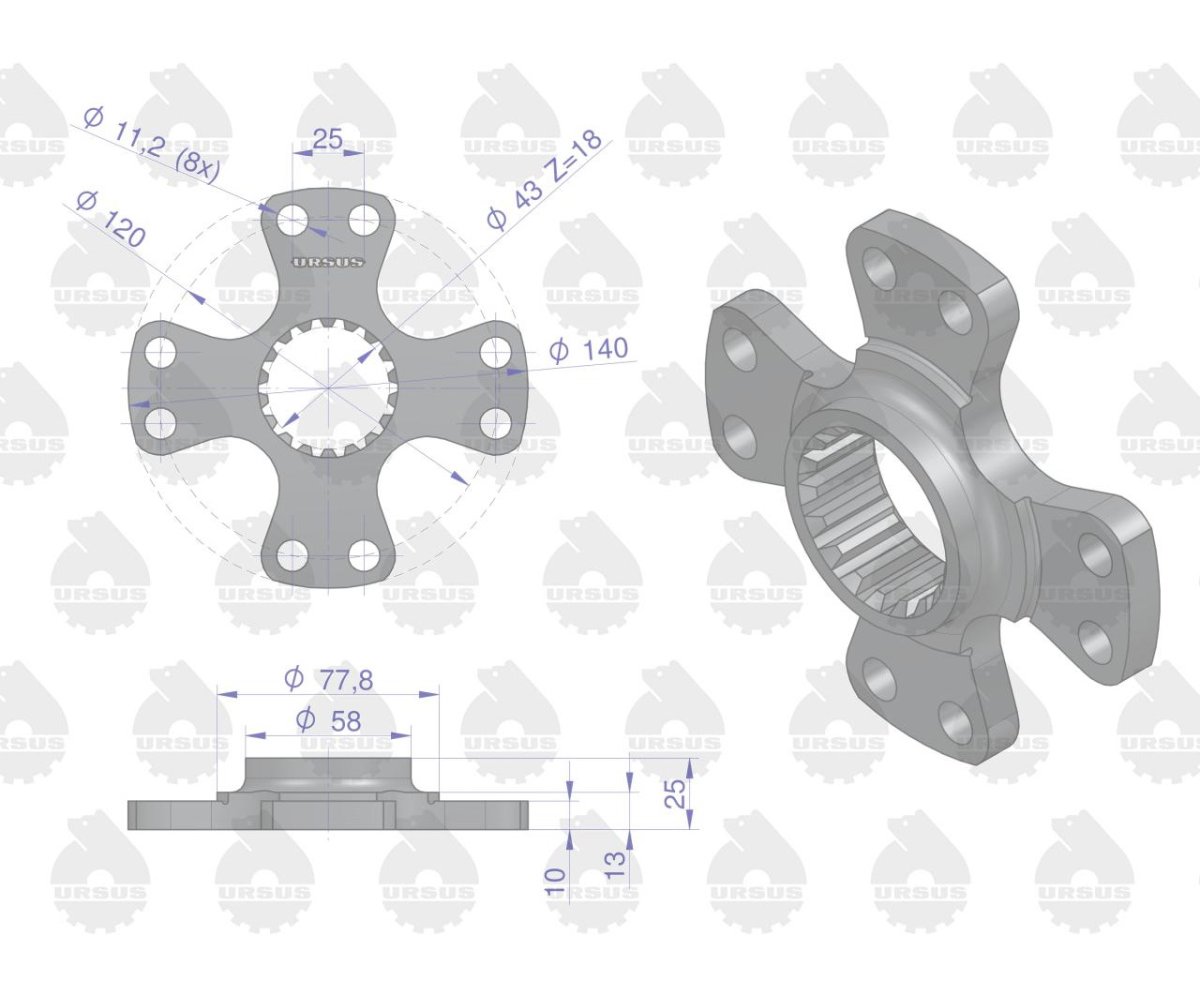 Piasta napędu wom sprzęgła 18 frezów 6-cyl. C-385 ORYGINAŁ URSUS