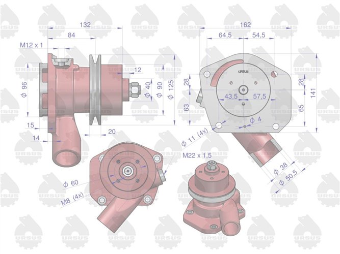 Pompa wody Niska I pasek C-385 ORYGINAŁ URSUS