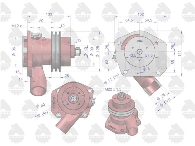 Pompa wody Niska II paski C-385 ORYGINAŁ URSUS