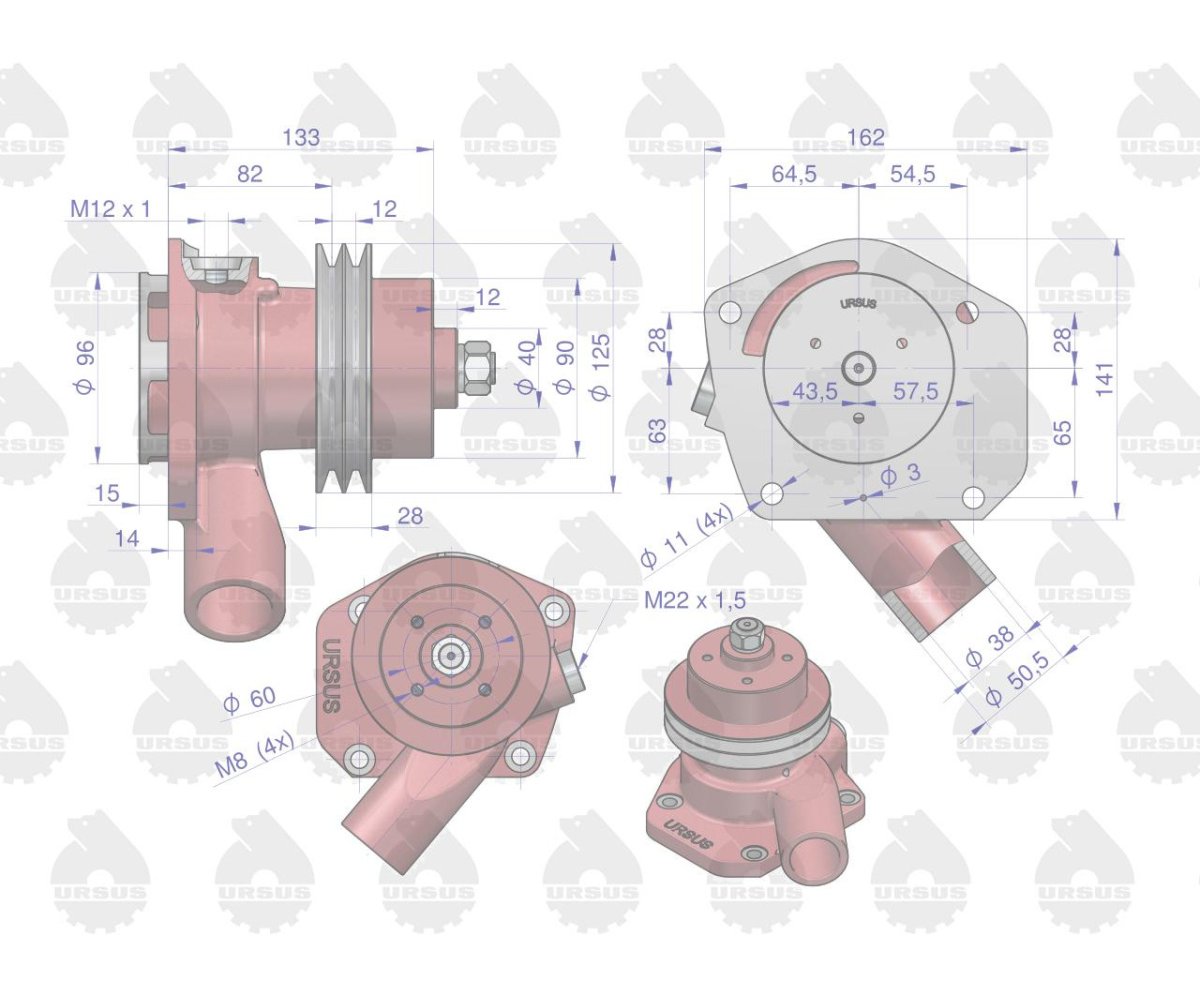 Pompa wody Niska II paski C-385 ORYGINAŁ URSUS