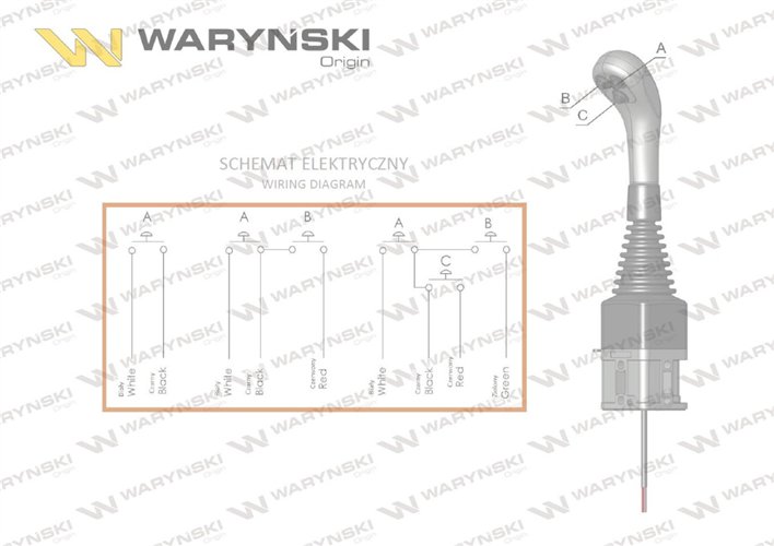 Joystick pod linki zakończone kulką z 1 przełącznikiem (z przyciskiem na kulkę. IP-6019. JOYSTIKK) Waryński