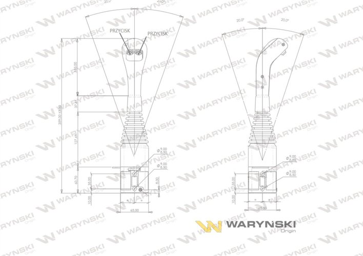 Joystick pod linki zakończone kulką z 2 przełącznikami (z 2 przyciskami na kulkę. IP-6022) Waryński