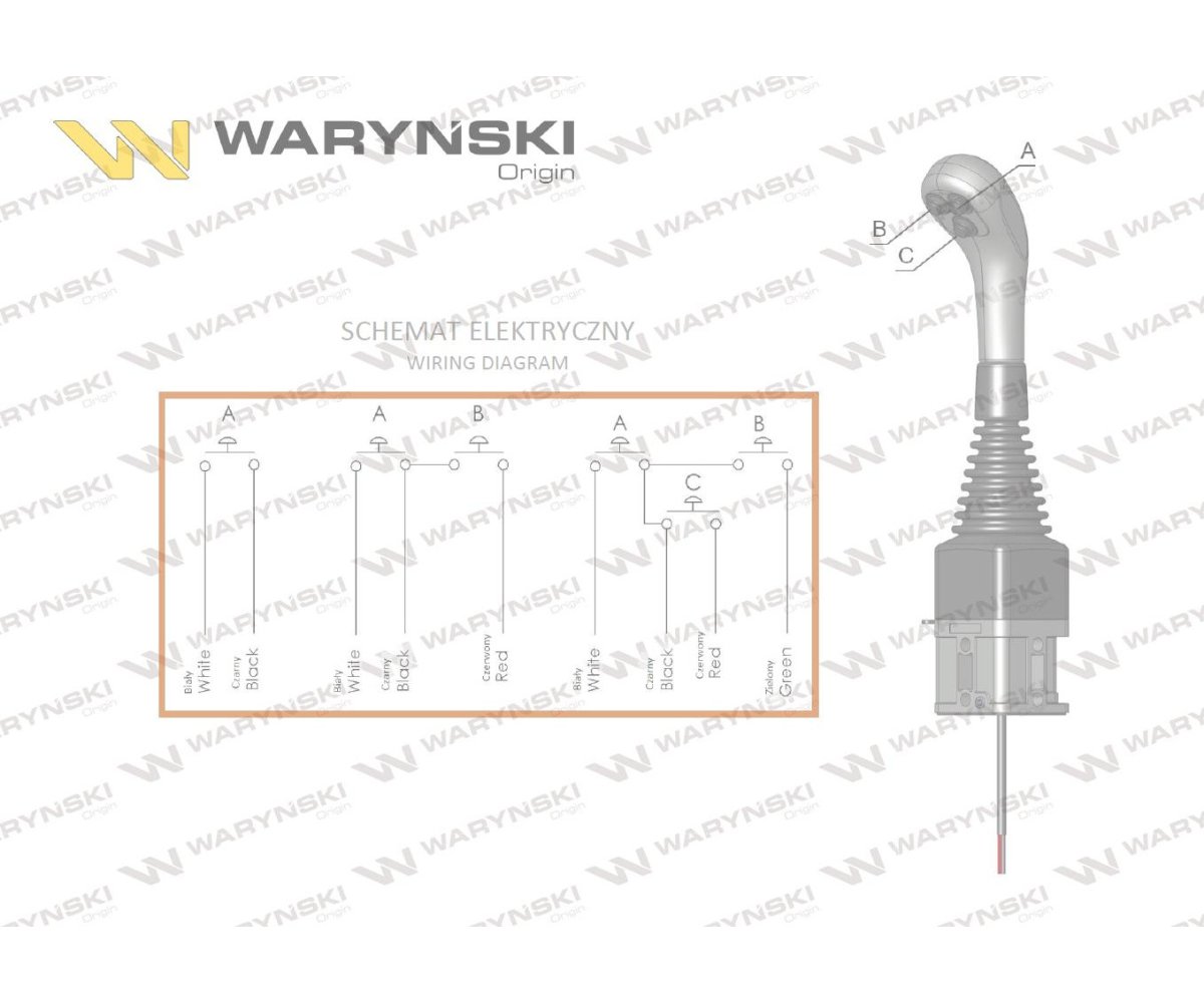 Joystick pod linki zakończone kulką z 2 przełącznikami (z 2 przyciskami na kulkę. IP-6022) Waryński
