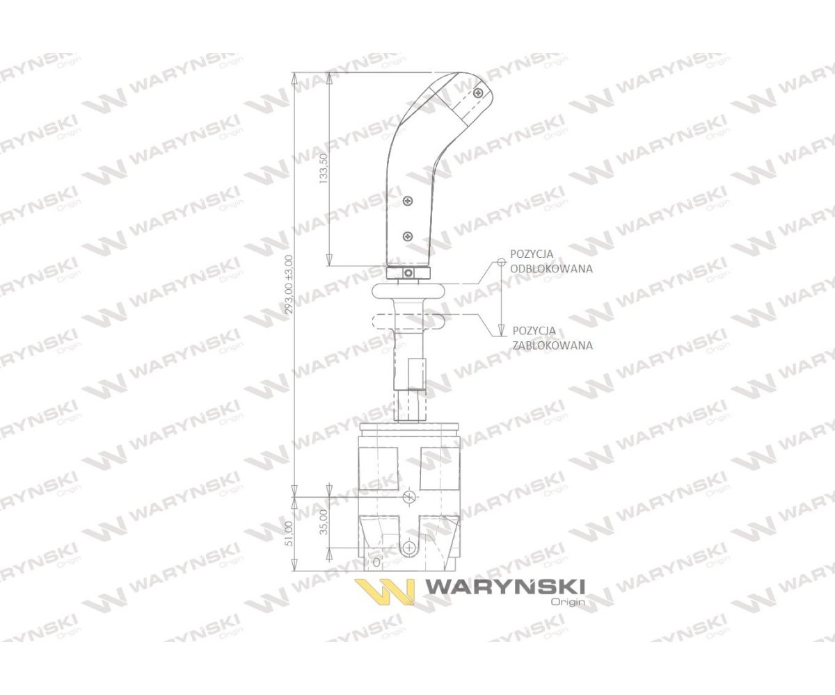 Joystick pod linki zakończone widełkami bez przełącznika (bez przycisku. na widełki IP-6046) Waryński