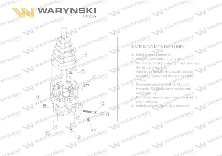 Joystick pod linki zakończone widełkami bez przełącznika (bez przycisku. na widełki IP-6046) Waryński