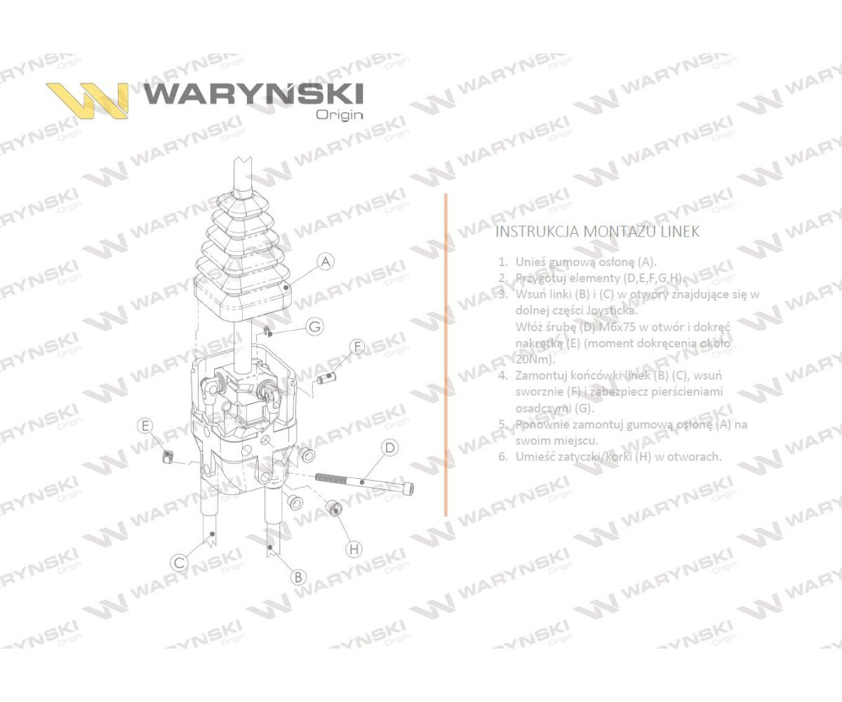 Joystick pod linki zakończone widełkami bez przełącznika (bez przycisku. na widełki IP-6046) Waryński