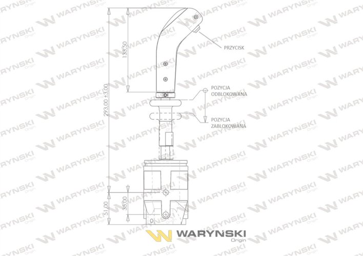 Joystick pod linki zakończone widełkami z 1 przełącznikiem (z przyciskiem na widełki IP-6029. JOYSTIKW) Waryński