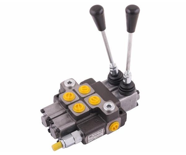 Rozdzielacz hydrauliczny 2-sekcyjny max przepływ 40L (1 sekcja - z zatrzaskiem) Waryński