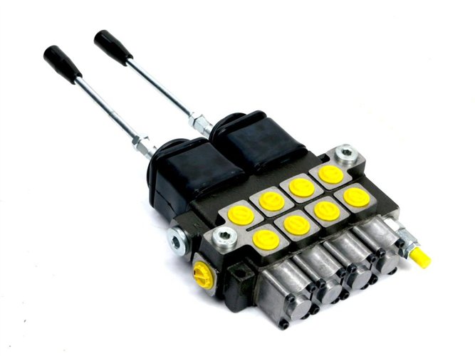 Rozdzielacz hydrauliczny 4-sekcyjny max przepływ 40L (2 sekcje x 1 dźwignia + 2 sekcje x 1 dźwignia) Waryński