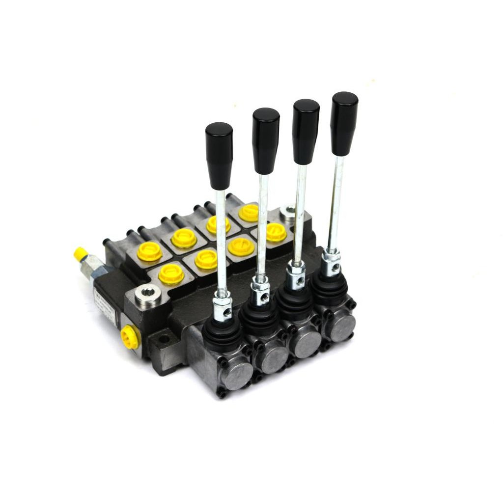 Rozdzielacz hydrauliczny 4-sekcyjny max przepływ 40L (4-sekcje z zatrzaskiem) Waryński