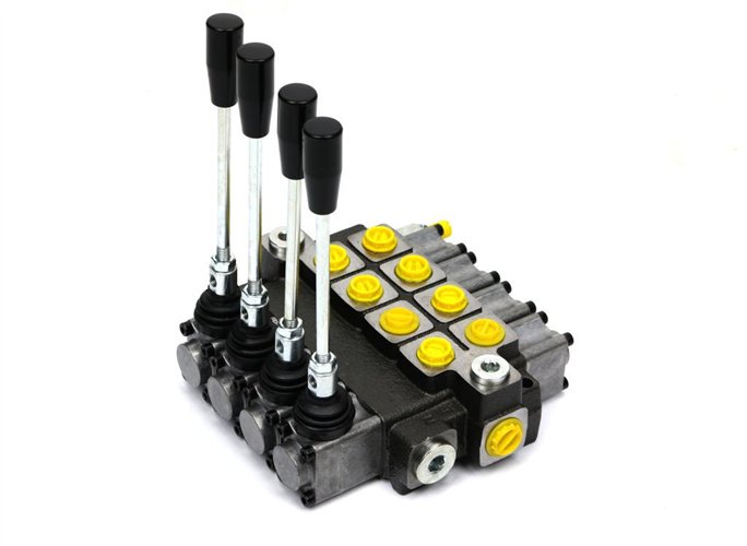 Rozdzielacz hydrauliczny 4-sekcyjny max przepływ 40L (4-sekcje z zatrzaskiem) Waryński